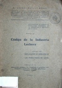 Código de la Industria Lechera : proyecto