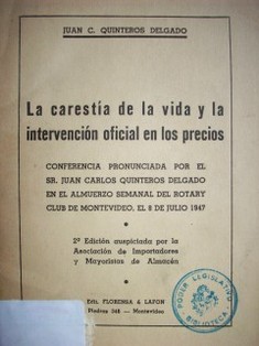 La carestía de la vida y la intervención oficial en los precios