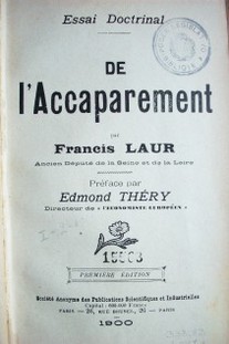 De l'accaparement : essai doctrinal