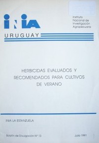 Herbicidas evaluados y recomendados para cultivos de verano