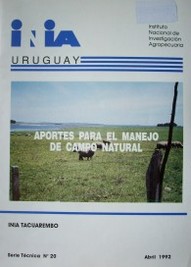 Aportes para el manejo de campo natural : efecto de la carga animal y el período de descanso en la producción y evolución de un campo natural de Caraguatá (Tacuarembó)