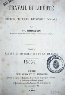 Travail et liberté : études critiques d'économie sociale