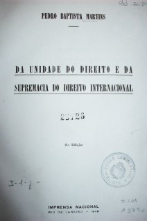 Da unidade do direito e da supremacia do direito internacional