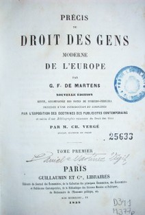 Précis du droit des gens moderne de l'Europe