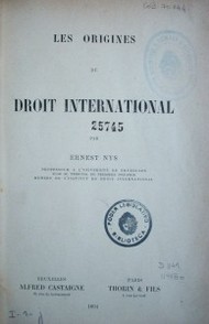 Les origines du droit international