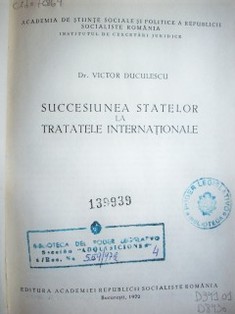 Succesiunea statelor la tratatele internationale