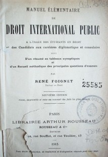 Manuel elementaire de droit international public