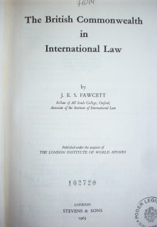 The British Commonwealth in International Law