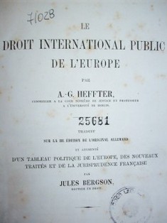 Le Droit International Public de l'Europe