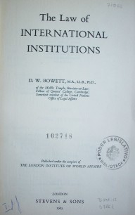 The Law of International Institutions