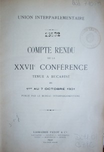 Compte rendu de la 27º conférence tenue a Bucarest