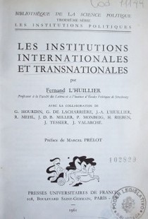 Les institutions internationales et transnationales