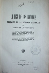La liga de las naciones : trabajos de la segunda asamblea