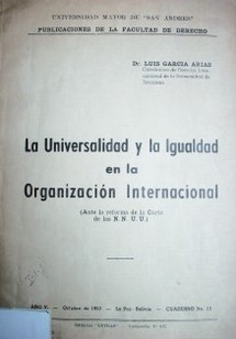 La universalidad y la igualdad en la organización internacional