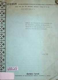 Análisis del Proyecto de Ley presentado por los aspirantes a Colonos de Tacuarembó : "Monopolio de los arrendamientos rurales al Instituto Nacional de Colonización".