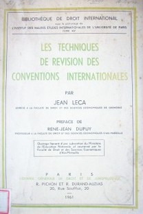 Les Techniques de Revision des Conventions Internationales