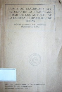 Comisión encargada del estudio de la responsabilidad de los autores de la guerra e imposición de penas