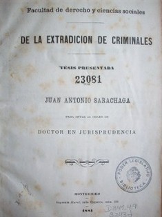 De la extradición de criminales