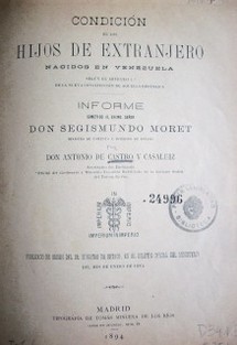 Condición de los hijos de extranjero nacidos en Venezuela