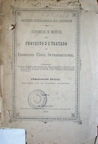 Exposición de motivos del proyecto de tratado de derecho civil internacional