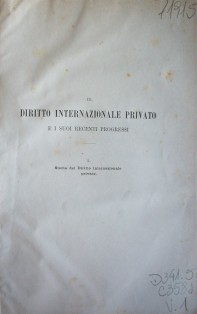 I diritto internazionale privato e i suoi recenti progressi