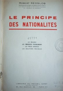 Le principe des nationalités