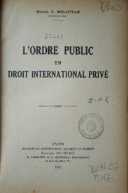 L' ordre public en droit internacional privé