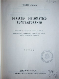 Derecho Diplomático contemporáneo