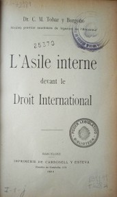 L'asile interne devant le droit international