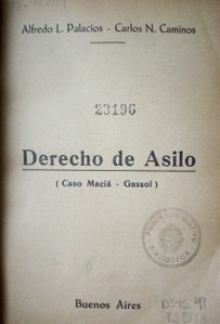 Derecho de Asilo : (caso Maciá - Gassol)