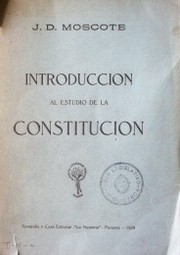 Introducción al estudio de la constitución