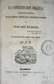 La Constitución inglesa comparada con los gobiernos republicanos y monárquicos de Europa