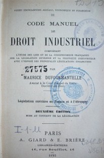 Code manuel de droit industriel