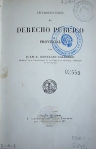 Introducción al Derecho Público Provincial