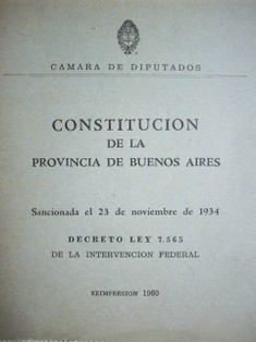 Constitución de la Provincia de Buenos Aires [1934]