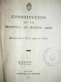 Constitución de la Provincia de Buenos Aires [1949]