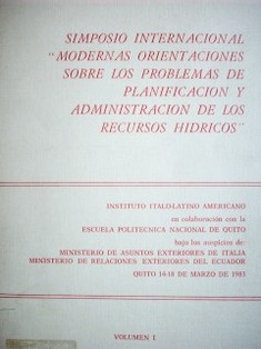 Simposio internacional "Modernas orientaciones sobre los problemas de planificación y administración de los recursos hídricos