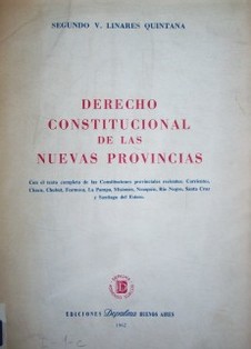 Derecho constitucional de las nuevas provincias