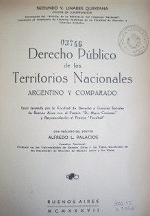 Derecho público de los territorios nacionales argentino y comparado