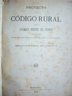 Proyecto de Código Rural de la República Oriental del Uruguay 