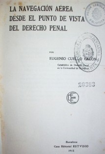 La navegación aérea desde el punto de vista del derecho penal