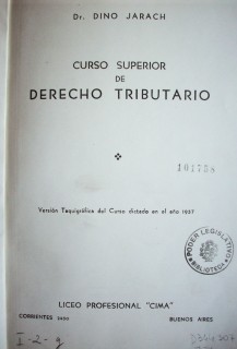 Curso superior de Derecho Tributario