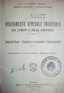 Ordinamento generale tributario dei comuni e delle provincie