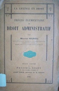 Précis élémentaire de droit administratif