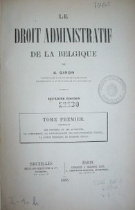 Le droit administratif de la Belgique