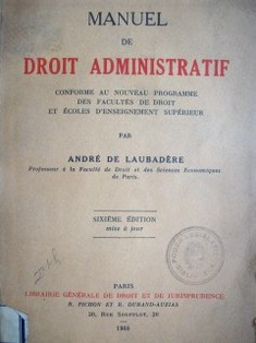 Manuel de Droit Administratif