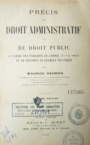 Précis de Droit Administratif et de Droit Public