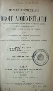 Manuel élémentaire de droit administratif