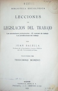 Lecciones de legislación del trabajo