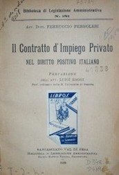Il contratto d' impiego privato nel diritto positivo italiano